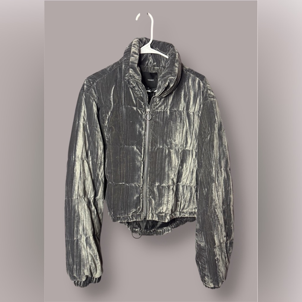 Forever 21 Valour Silver Puffer Jacket